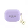 Guess Apple AirPods Pro Case Silicone Classic Logo Gold With 4G Charm Purple