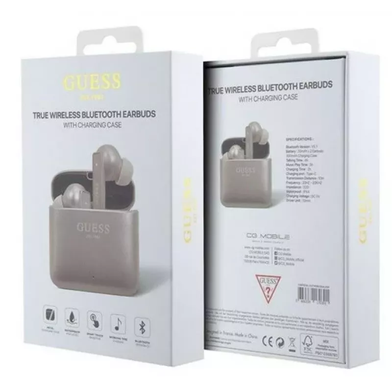 Guess Printed Logo Bluetooth TWS różowy