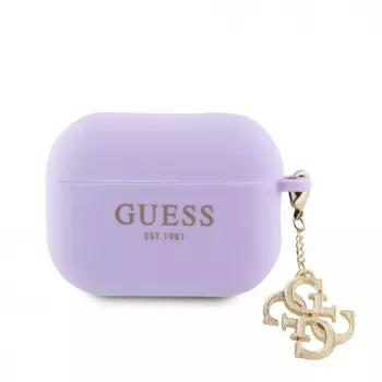 Guess Apple AirPods Pro 2 Etui Silikonowe Classic Logo Gold z Zawieszką 4G Fioletowy
