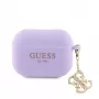 Guess Apple AirPods Pro 2 Etui Silikonowe Classic Logo Gold z Zawieszką 4G Fioletowy