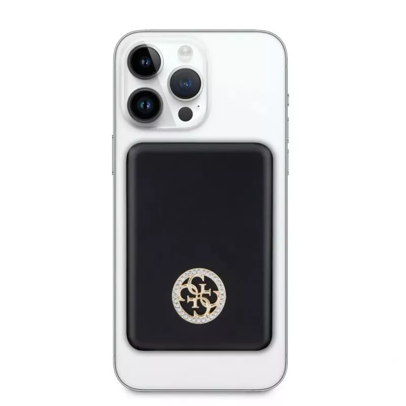 Guess Power Bank 5000mAh 15W MagSafe i ładowanie standardowe z logo Strassed 4G Czarny