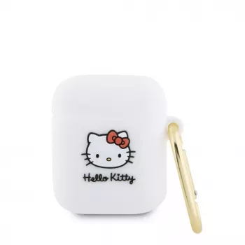 Hello Kitty HKA23DKHSH Silikonowe etui 3D z główką Kitty do Apple AirPods 1/2 - Biały