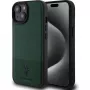 U.S. Polo PU Apple iPhone 15 Leather Mesh Pattern Double Horse Case Green