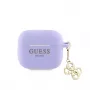 Guess Etui Silikonowe AirPods 3 Classic Logo Gold z Zawieszką 4G Fioletowy