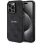 Guess Apple iPhone 15 Pro 4G Collection Skórzana Etui z Metalowym Logo MagSafe Czarny