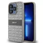 Etui DKNY PU Skóra Powtarzalny Wzór Paski Tonalne dla iPhone 15 Pro Beżowy