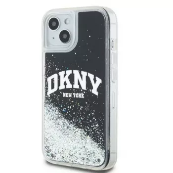 DKNY Apple iPhone 15 Hardcase Liquid Glitter Big Logo Black