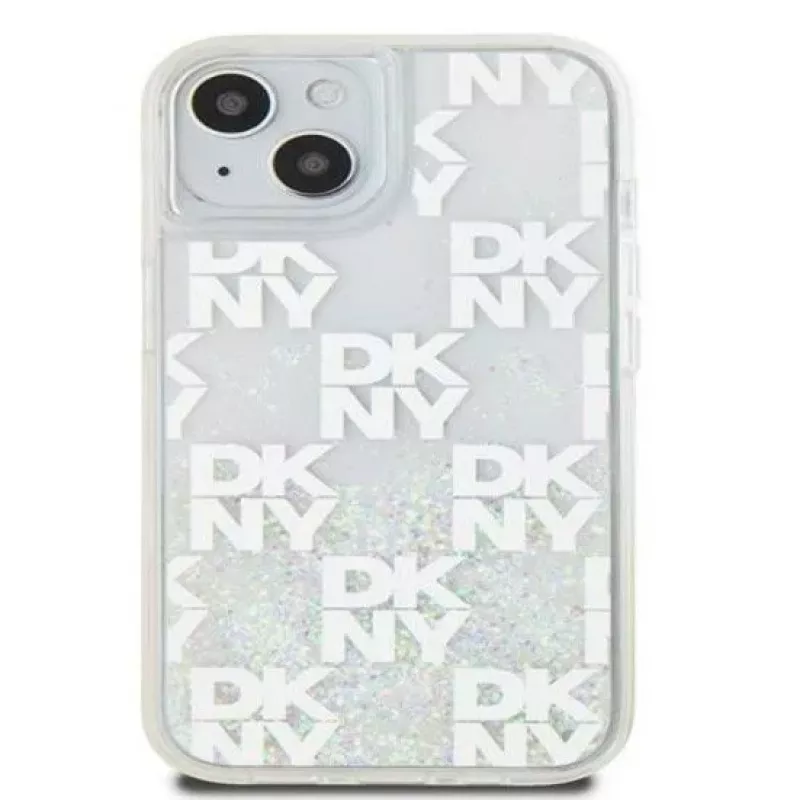 DKNY Apple iPhone 15 Hardcase Liquid Glitter Multilogo White