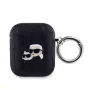 Karl Lagerfeld PU Tłoczony Etui z Głowami Karla i Choupette dla AirPods 1/2 Czarny