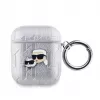 Karl Lagerfeld PU Tłoczona Etui z Głowami Karla i Choupette dla AirPods 1/2 Srebrny