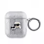 Karl Lagerfeld PU Tłoczona Etui z Głowami Karla i Choupette dla AirPods 1/2 Srebrny
