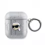 Karl Lagerfeld PU Embossed Karl Head Case do AirPods 1/2 Srebrny