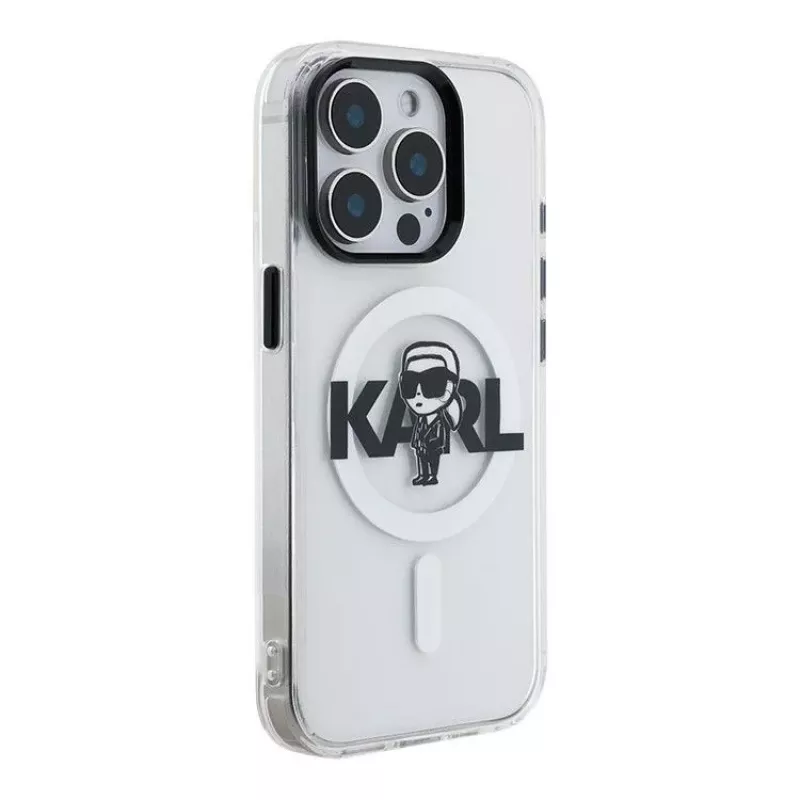 Karl Lagerfeld Apple iPhone 15 Pro Max Silikonowe etui z MagSafe IML KL Sketch Logo Przezroczyste