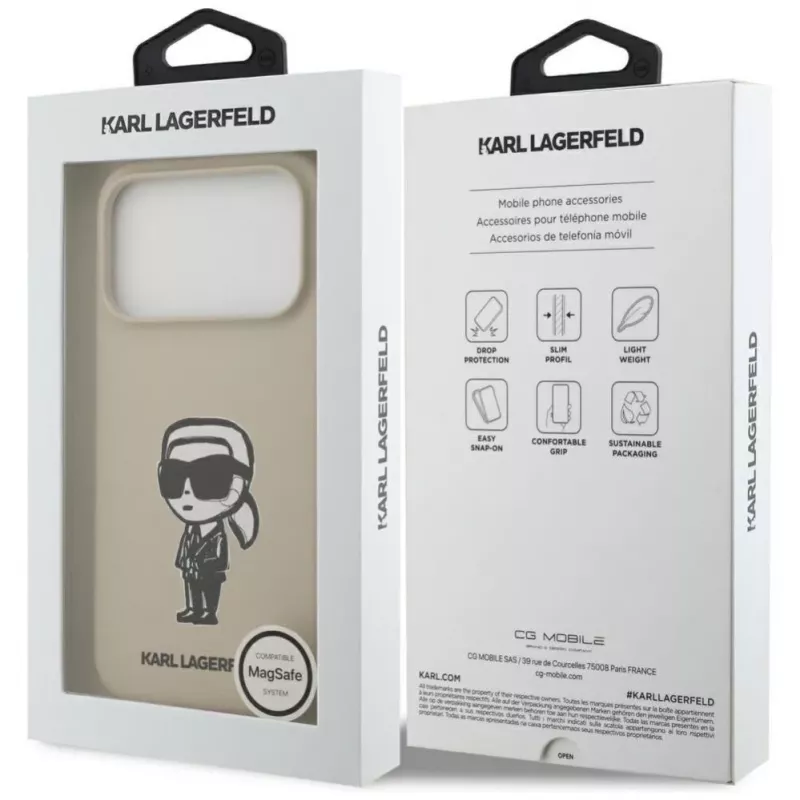 Karl Lagerfeld Apple iPhone 17 Pro Silicone Case with MagSafe - Brown (KL Sketch & Logo)