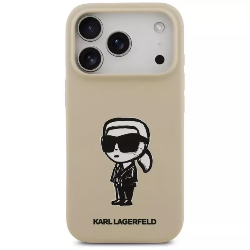 Karl Lagerfeld Apple iPhone 17 Pro Silicone Case with MagSafe - Brown (KL Sketch & Logo)
