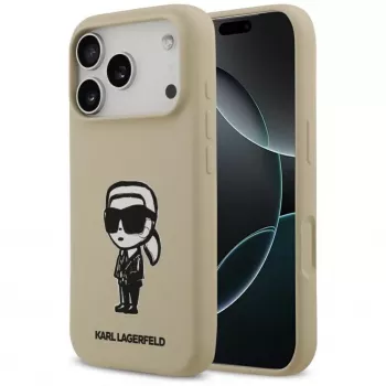 Karl Lagerfeld Apple iPhone 17 Pro Silicone Case with MagSafe - Brown (KL Sketch & Logo)