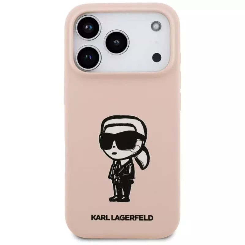 Etui silikonowe Karl Lagerfeld dla iPhone 17 Pro z MagSafe, KL Sketch & Logo, różowy