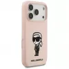 Etui silikonowe Karl Lagerfeld dla iPhone 17 Pro z MagSafe, KL Sketch & Logo, różowy