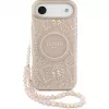 Guess Apple iPhone 17 Air Silikonowe etui z MagSafe Flowers Allover z perłowym paskiem Różowy