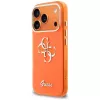 Guess IML 4G Script Metal Case do iPhone 15 Pro - Pomarańczowy