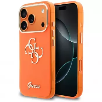 Guess IML 4G Script Metal Case do iPhone 15 Pro - Pomarańczowy