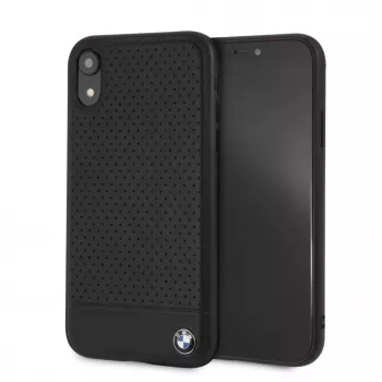 BMW Apple iPhone XR Perforated Leather Hardcase Black