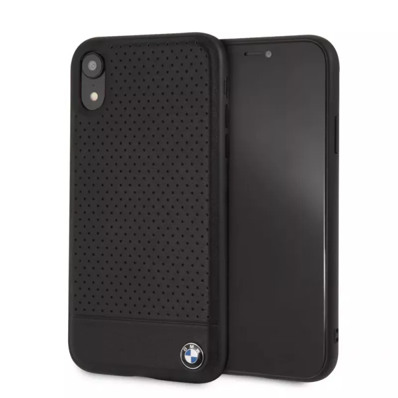BMW Apple iPhone XR Perforated Leather Hardcase Black