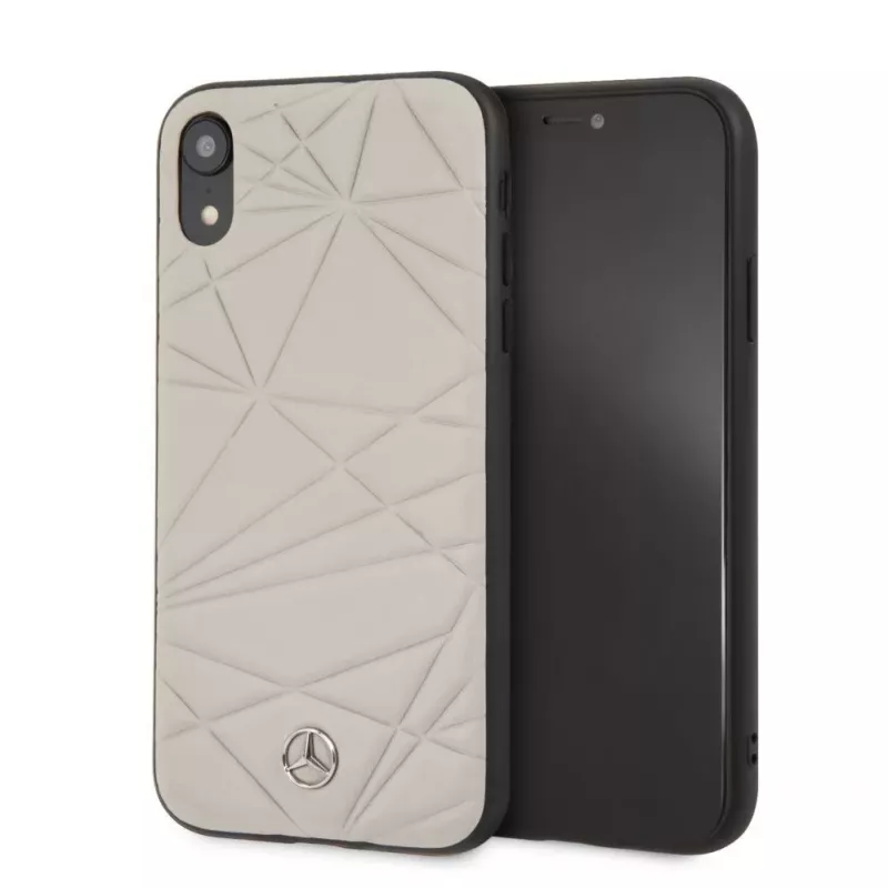 Mercedes-Benz Apple iPhone XR Twister Genuine Leather Hard Case Grey