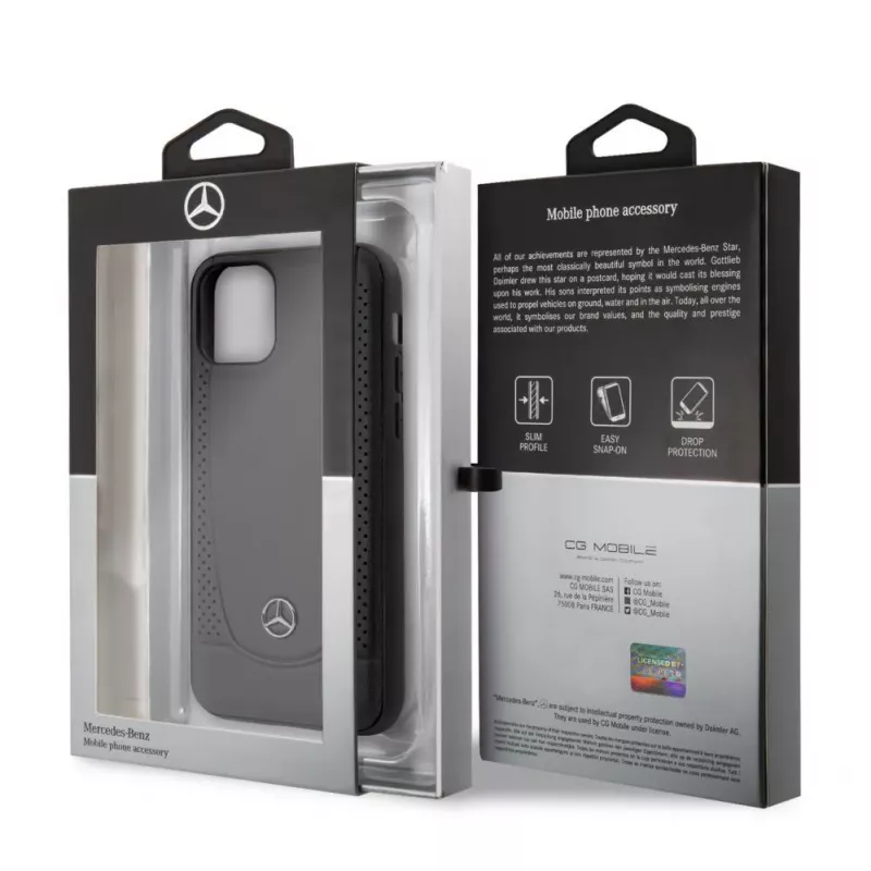 Mercedes-Benz Apple iPhone 11 Pro Skórzane Etui Twarde Perforacja Czarny