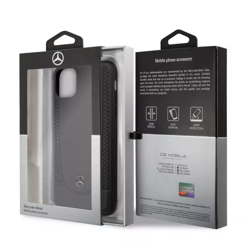 Mercedes-Benz Apple iPhone 11 Pro Max Skórzane Etui Twarde Perforacja Czarny