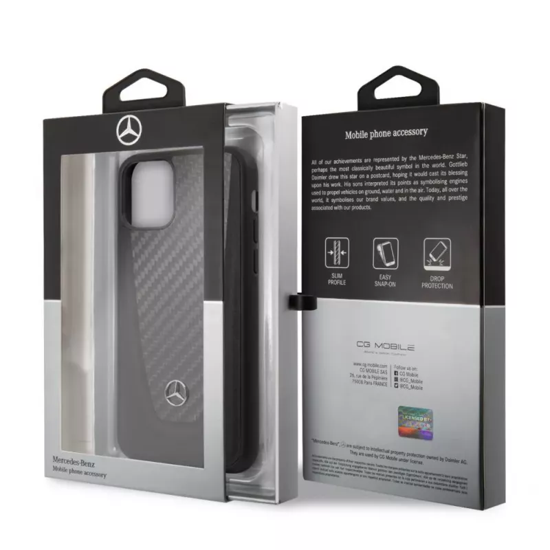 Mercedes-Benz Apple iPhone 11 Etui Twarde Skóra Włókno Węglowe Czarny