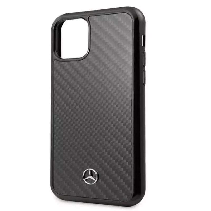 Mercedes-Benz Apple iPhone 11 Pro Max Hard Case Skóra Węgiel Czarny