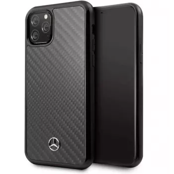 Mercedes-Benz Apple iPhone 11 Pro Max Hard Case Skóra Węgiel Czarny