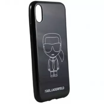 Karl Lagerfeld iPhone XR PC/TPU Glitter Ikonik White Outline Black