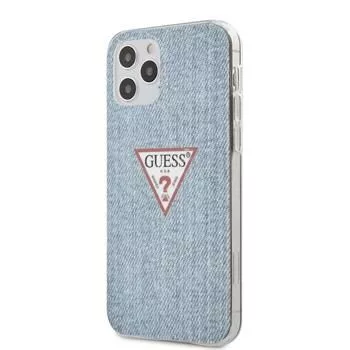Guess Etui Denim Triangle Light Blue na iPhone 12/12 Pro PC/TPU
