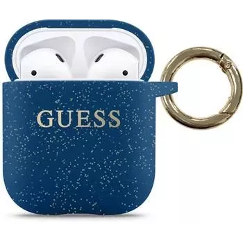 Guess Silikonowe etui na AirPods Niebieskie