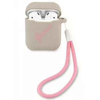 Guess Apple AirPods 1/2 Cover Silicone Vintage Case Grey