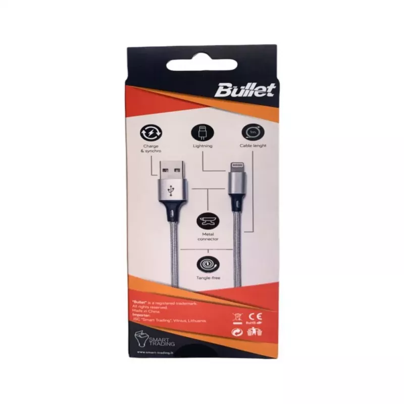 BULLET Lightning do USB-A Kabel 1m, 2.4A Biały
