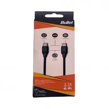 BULLET USB-C do USB-C Kabel 1m, 2,4A Czarny