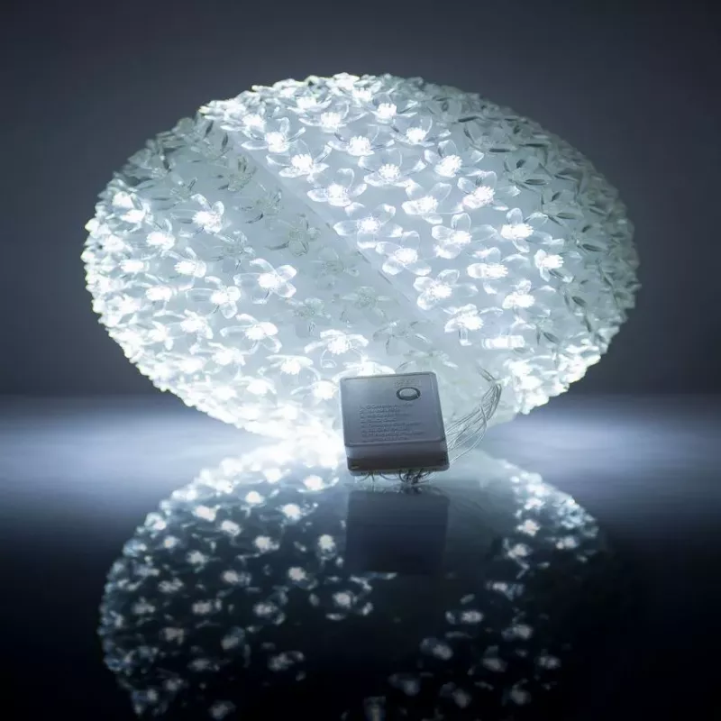 iLike Bumba ar puķēm 466 300LED D-25cm White Dekoracyjna Kula LED
