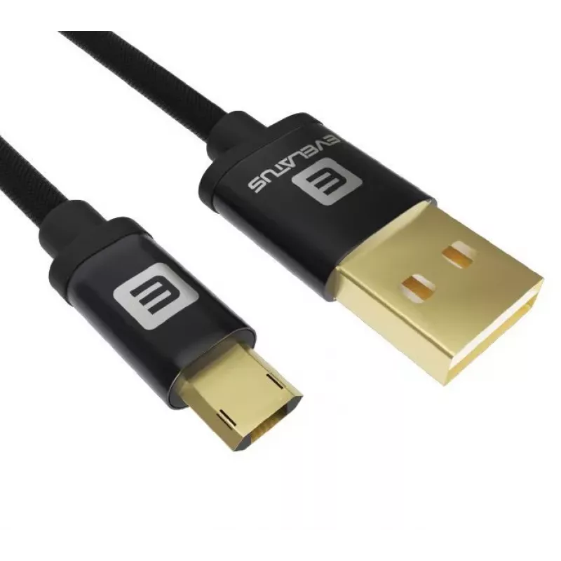 Evelatus Data Cable Micro USB EDC02 Dual Side Gold Plated Connectors Black