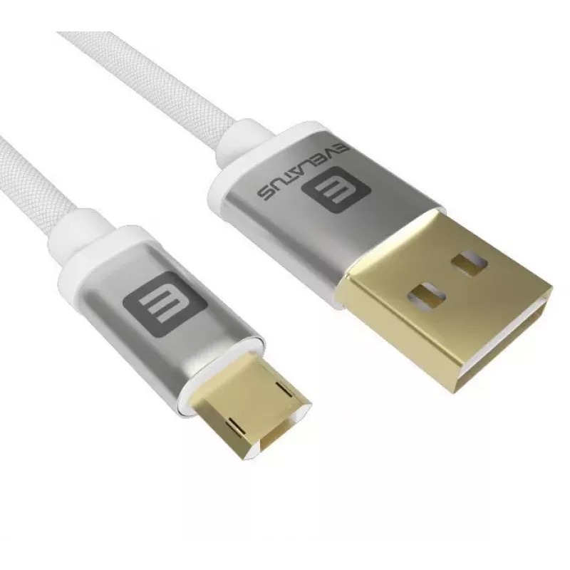 Evelatus Universal Data Cable Micro USB EDC02 Dual Side Gold Plated Connectors White