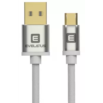 Evelatus Universal Data Cable Micro USB EDC02 Dual Side Gold Plated Connectors White