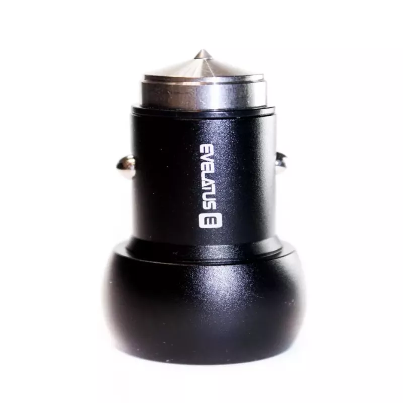 Evelatus EC7DC01 Car Charger 3.1A 2 USB Ports with Stainless Steel Escape Tool Black