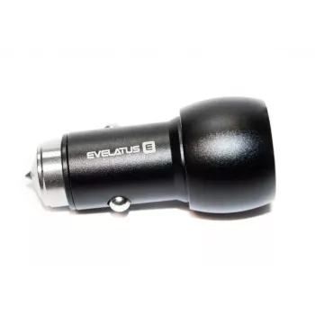 Evelatus EC7DC01 Car Charger 3.1A 2 USB Ports with Stainless Steel Escape Tool Black