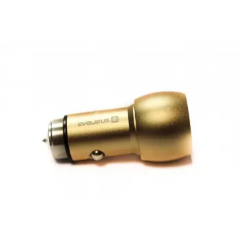 Evelatus ECC01 GOLD Ładowarka Samochodowa 2 Porty USB 3.1A z Narzędziem Ratunkowym ze Stali Nierdzewnej Złoty