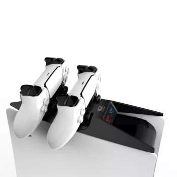 Saitake Dual Charging Station Dock dla kontrolerów Sony PlayStation 5 PS5, kształt konsoli, czarno-biały