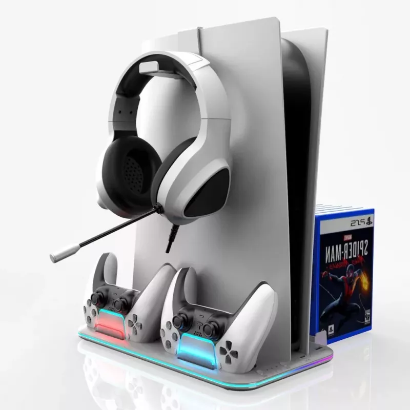 iLike Sim Cooler Stand z Ładowarką Kontrolera dla Sony PlayStation 5 / 5 Slim RGB Czarny