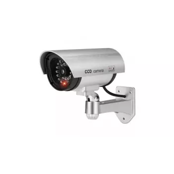 iWear IR1 Atrapa Kamera CCTV z Migającym Czerwonym Światłem, 2x Bateria AA, Srebrny
