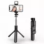 Elight S3L 3w1 Lampa LED Selfie Stick & Statyw do Wideorozmów do 68 cm z Przyciskiem Migawki Czarny